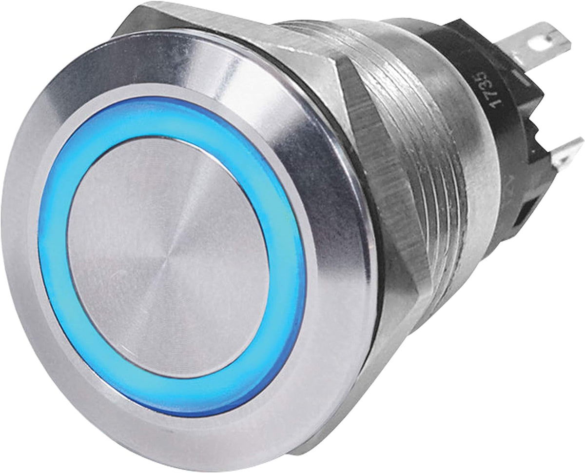 Blue Sea 10A Push Button LED Ring Switch - Blue